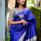 Contemporary Raw Silk Blue Weaving Saree