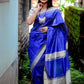 Contemporary Raw Silk Blue Weaving Saree