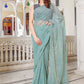Classic Net Blue Sequins Saree