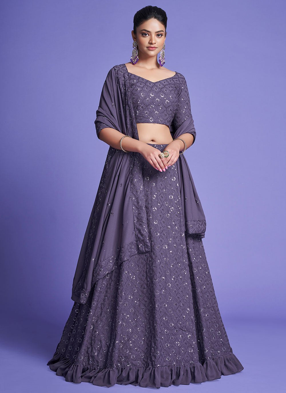 Lehenga Choli Georgette Blue Diamond Lehenga Choli