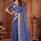 Trendy Saree Khadi Silk Linen Blue Woven Saree