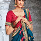 Classic Vichitra Silk Blue Embroidered Saree