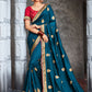 Classic Vichitra Silk Blue Embroidered Saree