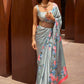 Trendy Saree Satin Blue Floral Patch Saree