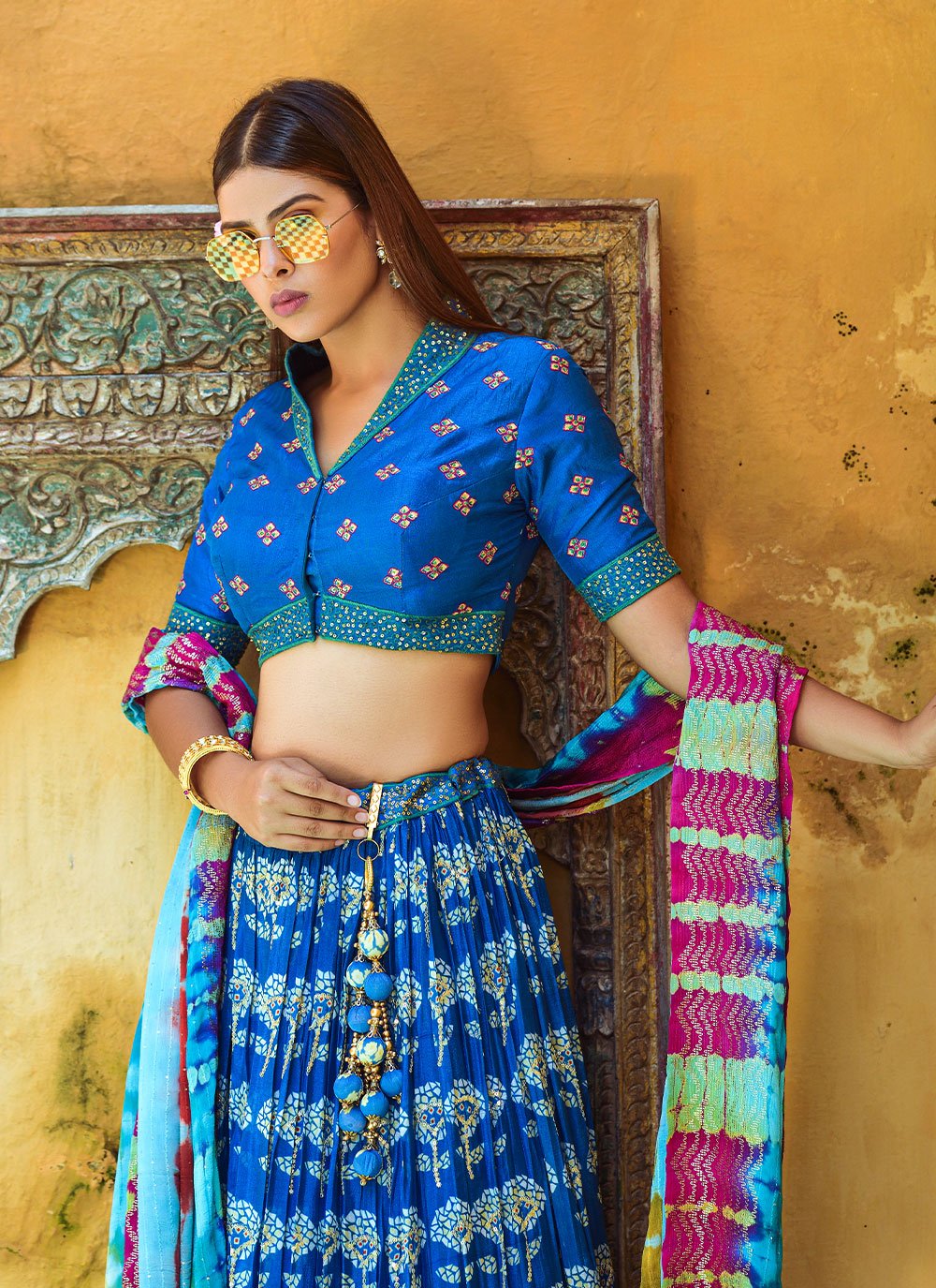 Lehenga Choli Viscose Blue Digital Print Lehenga Choli