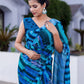 Designer Faux Georgette Blue Digital Print Saree