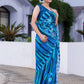 Designer Faux Georgette Blue Digital Print Saree