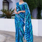 Designer Faux Georgette Blue Digital Print Saree