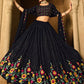 Lehenga Choli Georgette Blue Embroidered Lehenga Choli