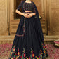 Lehenga Choli Georgette Blue Embroidered Lehenga Choli