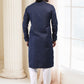 Kurta Pyjama Silk Blue Fancy Work Mens