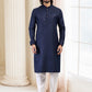 Kurta Pyjama Silk Blue Fancy Work Mens