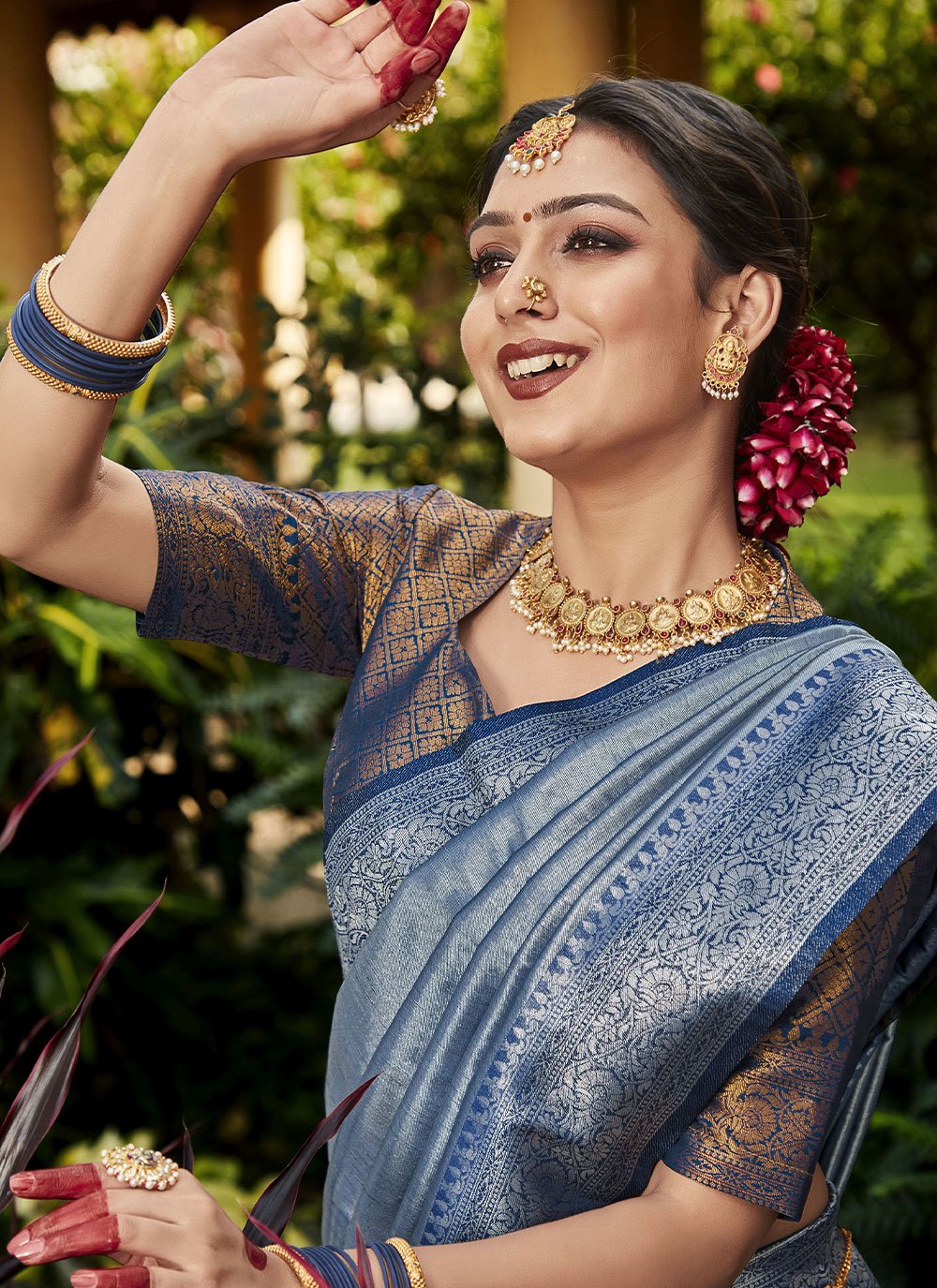 Classic Silk Blue Fancy Work Saree