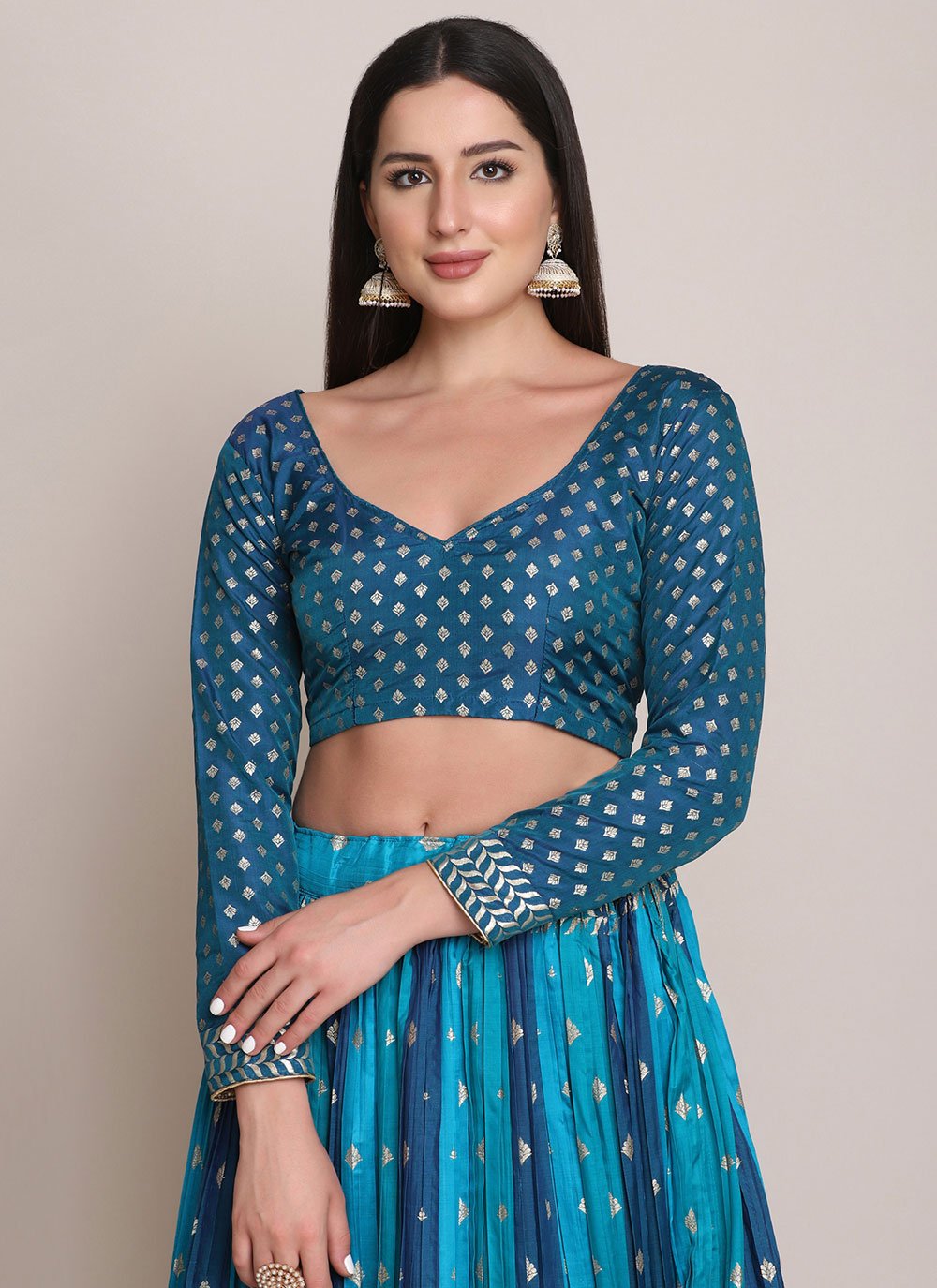 Lehenga Choli Silk Blue Woven Lehenga Choli