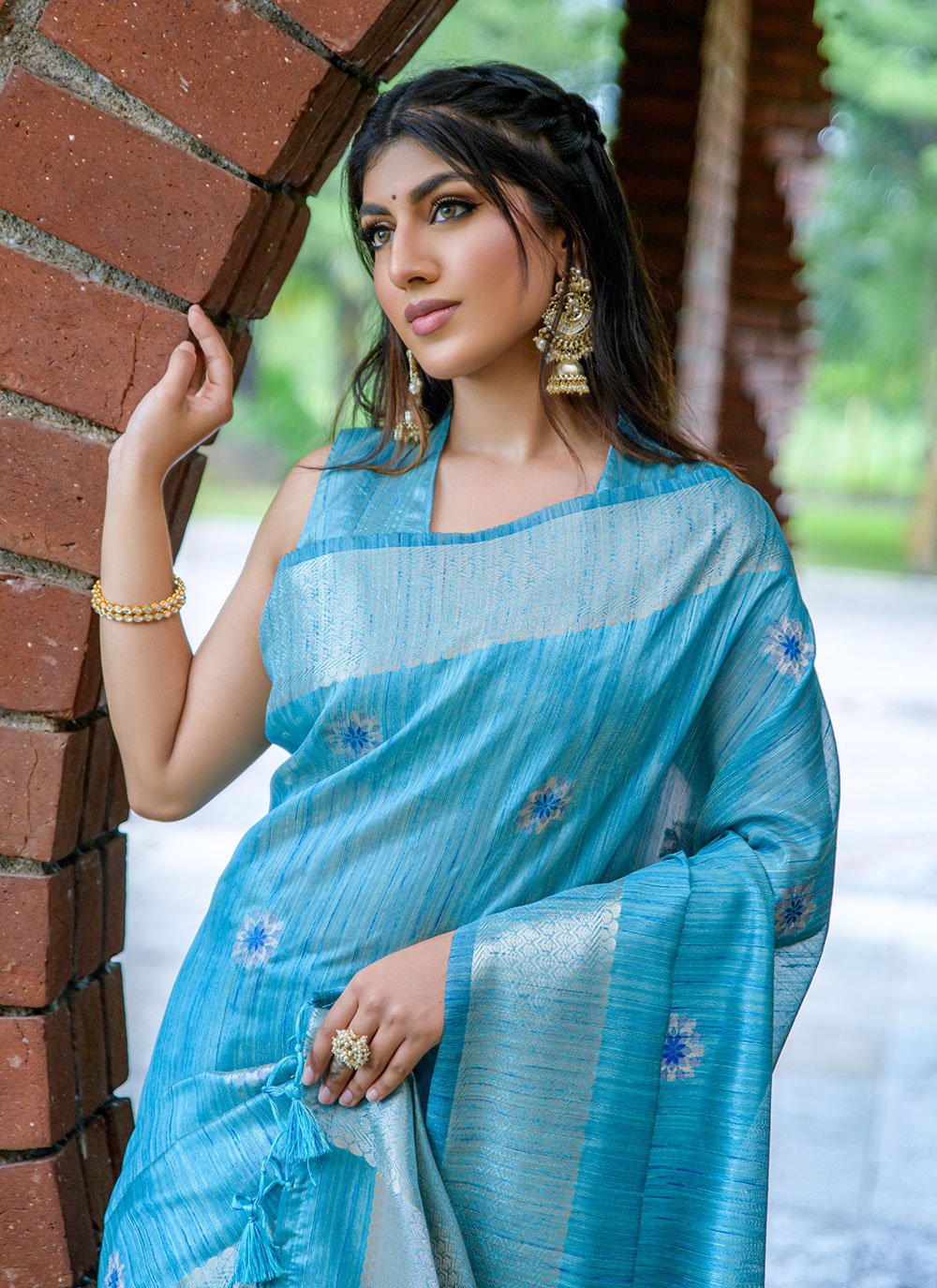 Classic Silk Blue Woven Saree