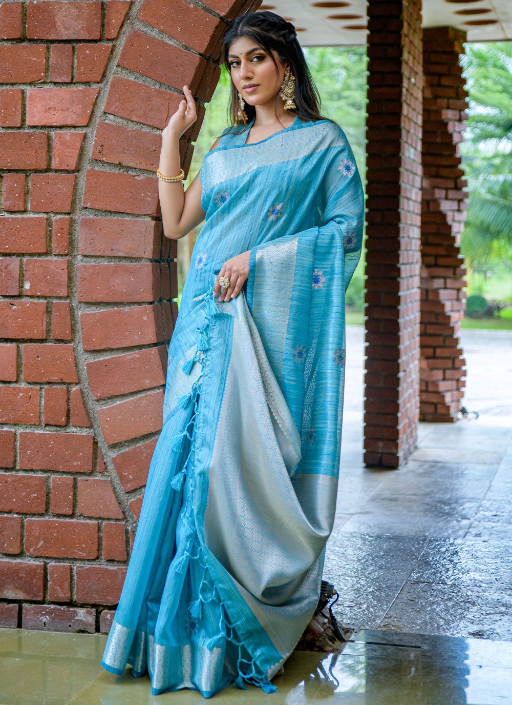 Classic Silk Blue Woven Saree