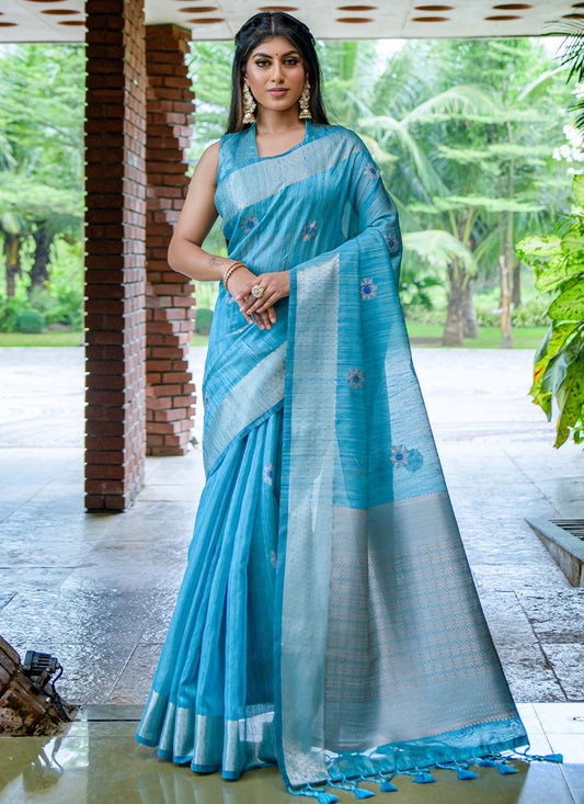 Classic Silk Blue Woven Saree