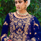 Lehenga Choli Velvet Blue Dori Work Lehenga Choli