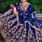 Lehenga Choli Velvet Blue Dori Work Lehenga Choli