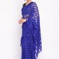 Trendy Saree Net Blue Strips Print Saree