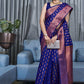 Traditional Saree Silk Blue Jacquard Work Saree