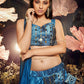 Lehenga Choli Velvet Blue Embroidered Lehenga Choli