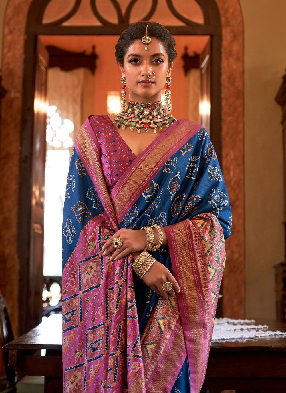 Trendy Saree Tussar Silk Blue Digital Print Saree