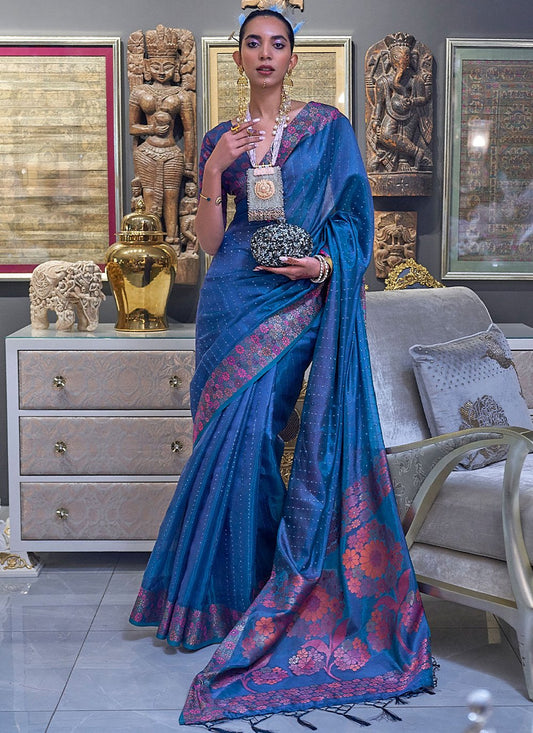 Classic Organza Blue Weaving Saree