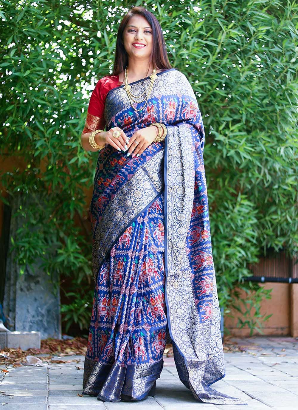 Classic Patola Silk Blue Weaving Saree