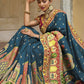 Classic Silk Blue Embroidered Saree