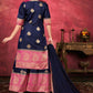 Palazzo Salwar Suit Art Silk Blue Woven Salwar Kameez