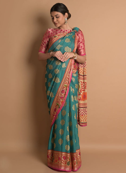 Classic Brasso Blue Woven Saree