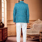 Jodhpuri Suit Jacquard Blue Woven Mens