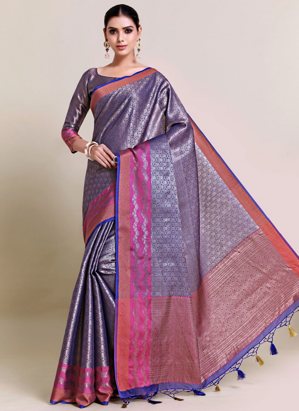 Classic Art Silk Uppada Silk Blue Zari Saree