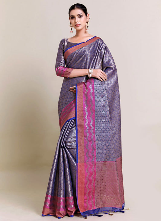 Classic Art Silk Uppada Silk Blue Zari Saree