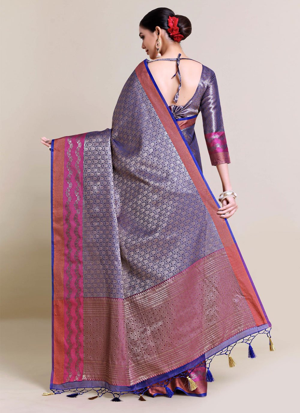 Classic Art Silk Uppada Silk Blue Zari Saree