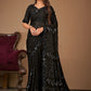 Contemporary Bembarg Georgette Black Patch Border Saree