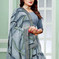 Contemporary Faux Georgette Grey Patch Border Saree