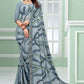 Contemporary Faux Georgette Grey Patch Border Saree