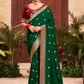 Casual Silk Green Embroidered Saree