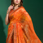 Contemporary Chiffon Orange Patch Border Saree