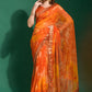 Contemporary Chiffon Orange Patch Border Saree