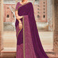 Classic Georgette Purple Fancy Work Saree