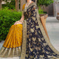 Classic Silk Blue Mustard Embroidered Saree