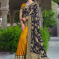 Classic Silk Blue Mustard Embroidered Saree