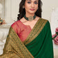 Contemporary Chinon Silk Green Patch Border Saree