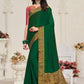 Contemporary Chinon Silk Green Patch Border Saree