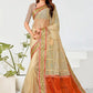 Classic Net Cream Patch Border Saree