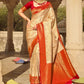 Classic Silk Cream Patch Border Saree