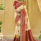 Designer Silk Cream Embroidered Saree